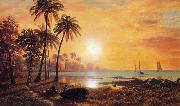 Tropical Landscape with Fishing Boats in Bay Albert Bierstadt